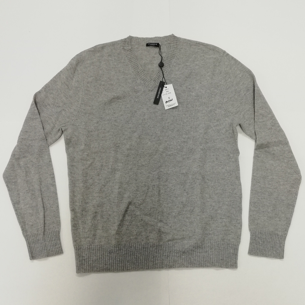 Magaschoni Cashmere Men V-Neck Sweater Stone M